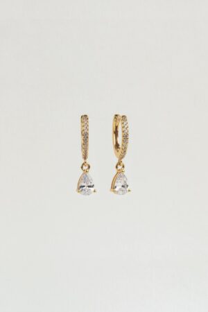 Caitlyn Minimalist Diamond Drop Earrings Pave Huggie Hoop Dangle Earrings for Weddings and Bridal Occasions (ER117)