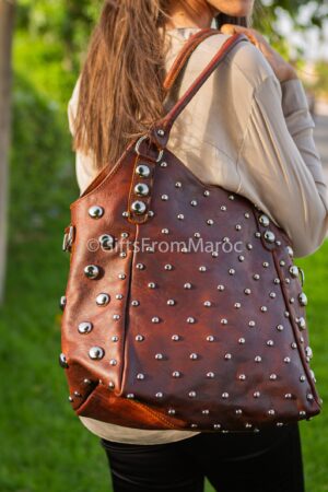 Polka Dot Studded Leather Tote A Timeless Statement for Everyday Style