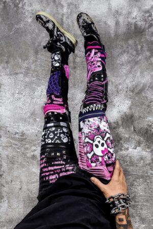 Unleash Your Dark Side Custom Goth Punk Skull Metal Y2K Emo Harajuku Kawaii Rock Crust Festival Pants