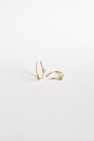 Petite Diamond Hoops Delicate Gold Earrings for Bridesmaids and Special Occasions (ER155)