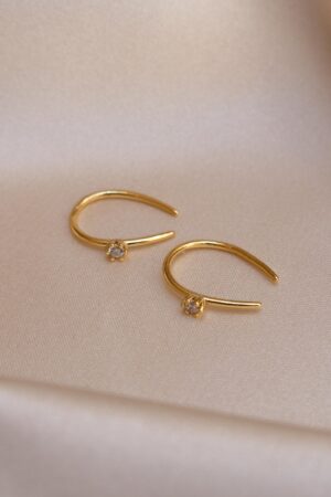 Petite Diamond Hoops Delicate Gold Earrings for Bridesmaids and Special Occasions (ER155)