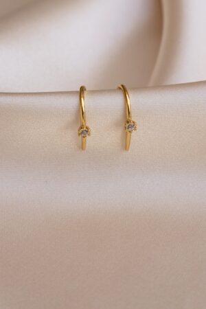 Petite Diamond Hoops Delicate Gold Earrings for Bridesmaids and Special Occasions (ER155)