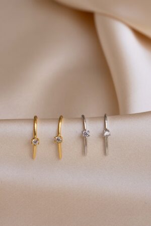 Petite Diamond Hoops Delicate Gold Earrings for Bridesmaids and Special Occasions (ER155)