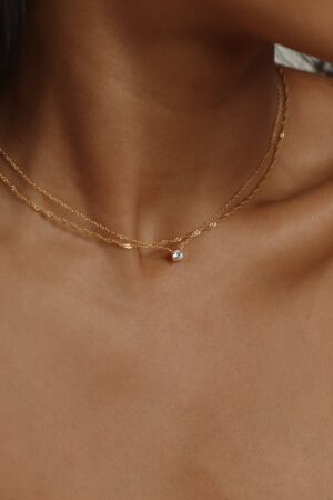 Captivating Diamond Solitaire Necklace A Minimalist Masterpiece for Bridesmaids and Special Occasions (NR048)