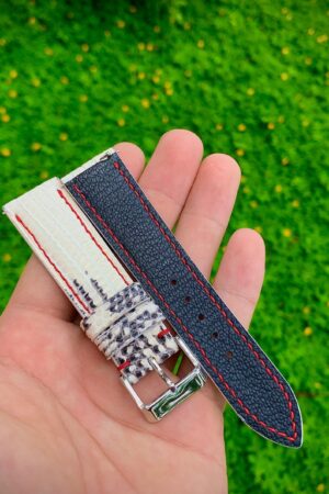 Vintage White Lizard Leather Watch Band for Panerai, Omega, Breitling, IWC, Grand Seiko, Rolex Watch KT29