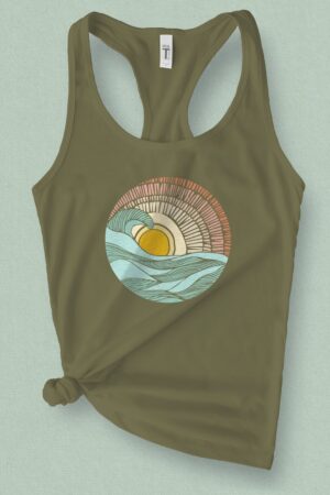 Sunset Surf Vibes Barrel Wave Graphic Tank Top for Summer Adventures