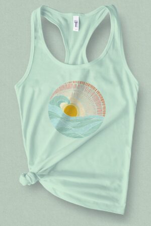 Sunset Surf Vibes Barrel Wave Graphic Tank Top for Summer Adventures