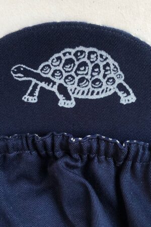 Tortoise and Hare Cycling Cap Japanese Cotton, Handmade, Four-Panel, Navy Seigaiha Wave Pattern