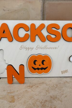 Personalized Wooden Name Puzzle for Halloween Spooky Fun for Little Trick-or-Treaters