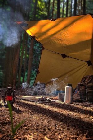 Artisanal Bushcraft Oilskin Tarp Handmade Waxed Cotton Canvas Nessmuk Tarp for Campsites and Campground Essentials