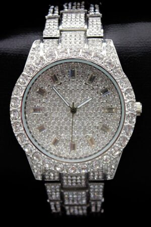 18k Gold/White Gold Iced Out Luxury Hip Hop Watch for Men with CZ Diamond Baguettes