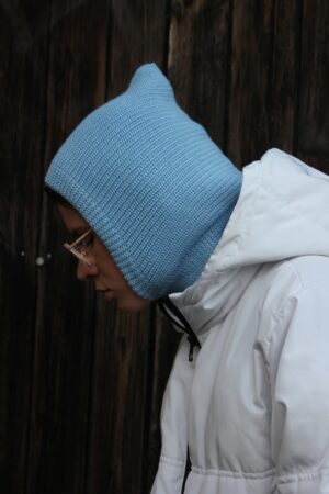 Cozy and Warm Alpaca Wool Balaclava in Light Blue for Winter Adventures