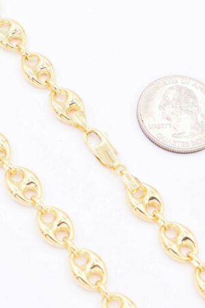 9mm Puffed Mariner Chain Necklace in 14K Yellow Gold with Lobster Lock