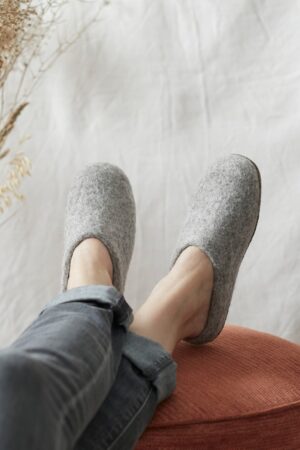 Cozy Comfort Fair Trade Eco Felt Mule Slippers with Suede Sole