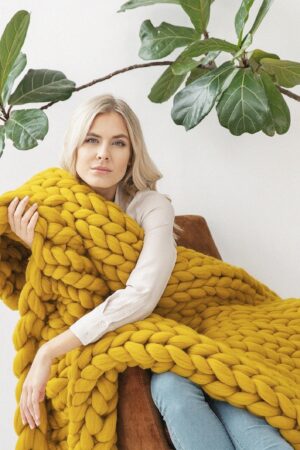 Cozy Haven Indulge in the Luxurious Embrace of Our Chunky Merino Wool Throw