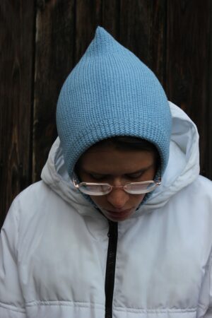 Cozy and Warm Alpaca Wool Balaclava in Light Blue for Winter Adventures