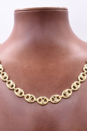 9mm Puffed Mariner Chain Necklace in 14K Yellow Gold with Lobster Lock