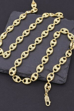 9mm Puffed Mariner Chain Necklace in 14K Yellow Gold with Lobster Lock