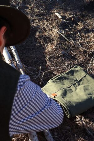 Sturdy 8oz Cotton Canvas Bushcraft Tripod Chair Multipurpose Ground Cloth, Hammock Chair, and Wood Carrier