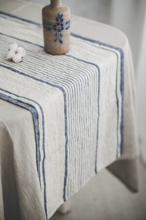 Striped Linen Table Runner Elevate Your Dining with French Elegance