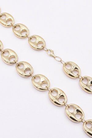 16mm Puffed Mariner Anchor Link Chain Necklace 26" of Real 10K Yellow Gold