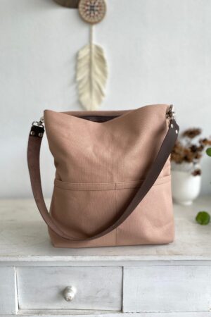 Personalized Canvas Tote Bag with Leather Strap A Timeless Gift for Her