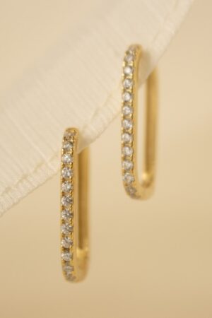 Pave Link Diamond Earrings Minimalist Gold Jewelry, Perfect Gift for Sister (ER174)