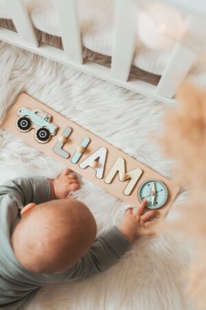 Personalized Name Puzzle Montessori Toy for Toddlers, Nursery Decor, and Baby Shower Gift