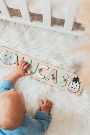 Personalized Wooden Name Puzzle Unique Gift for Kids and Babies