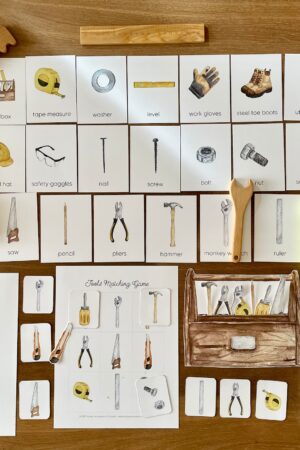 Montessori Tools Learning Pack Printable Flashcards, Three-Part Cards, and Matching Activities for Toddlers