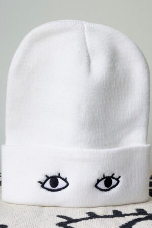 Goldenbeets Embroidered Knit Beanie Cap with Eyes Cozy Warmth with a Touch of Whimsy