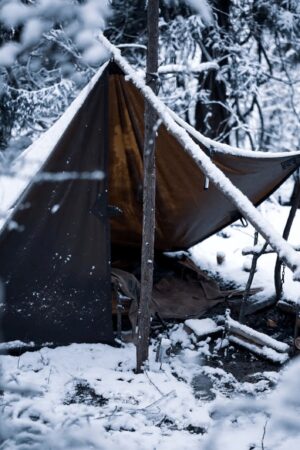 Artisanal Bushcraft Oilskin Tarp Handmade Waxed Cotton Canvas Nessmuk Tarp for Campsites and Campground Essentials