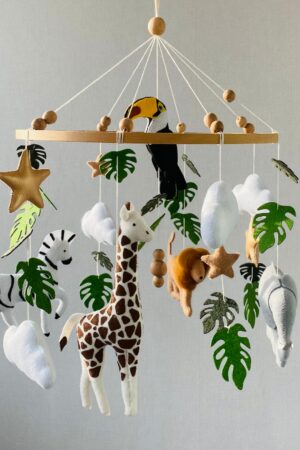 Enchanting Safari Adventure Realistic African Animals Mobile for Baby's Dreamy Nights