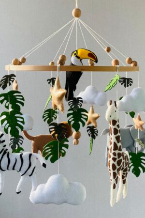 Enchanting Safari Adventure Realistic African Animals Mobile for Baby's Dreamy Nights