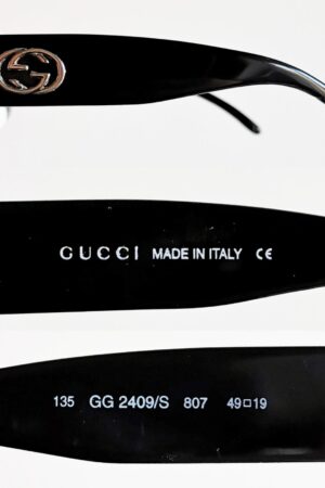 GUCCI Vintage Sunglasses Rare Black Oval GG2409/S Square Rectangular Silver Frame with Cobalt Blue Lens, Worn by Migos, 2Chainz, Rihanna, and Lady Gaga