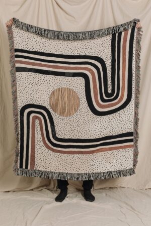 Cozy Haven Abstract Woven Throw Blanket for Modern Boho Decor