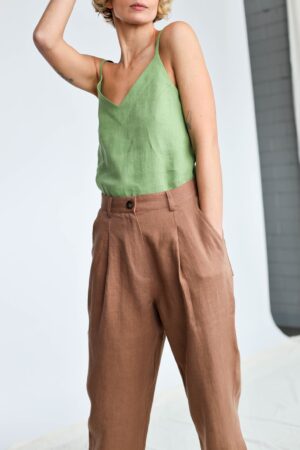 Boxy Linen Tapered Leg Trousers Effortless Style, Ready to Ship