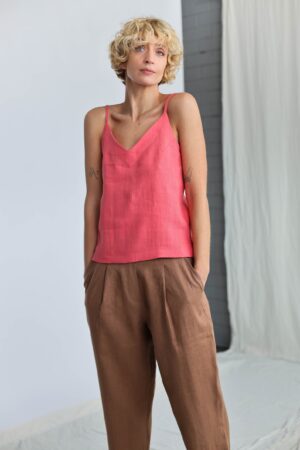 Boxy Linen Tapered Leg Trousers Effortless Style, Ready to Ship