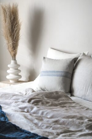 Rustic Linen Pillowcase Duo Blue Striped Elegance for Your Home