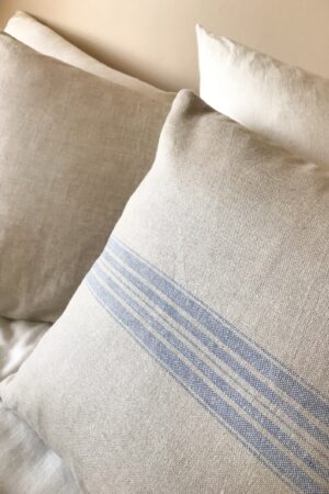 Rustic Linen Pillowcase Duo Blue Striped Elegance for Your Home