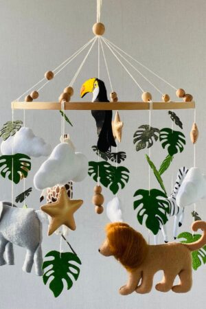 Enchanting Safari Adventure Realistic African Animals Mobile for Baby's Dreamy Nights