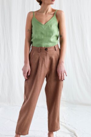 Boxy Linen Tapered Leg Trousers Effortless Style, Ready to Ship