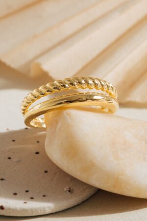 Gold Twist Ring Stackable Duo Ring by CaitlynMinimalist