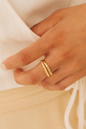 Gold Twist Ring Stackable Duo Ring by CaitlynMinimalist