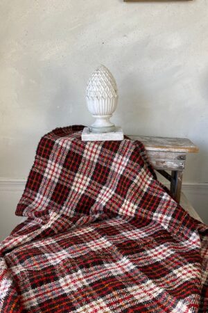 Antique Handwoven Plaid Wool Blanket A Timeless European Heirloom for Your Home