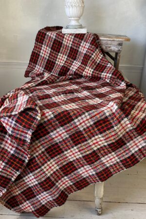 Antique Handwoven Plaid Wool Blanket A Timeless European Heirloom for Your Home