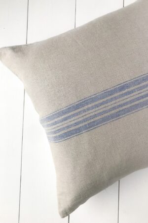 Rustic Linen Pillowcase Duo Blue Striped Elegance for Your Home