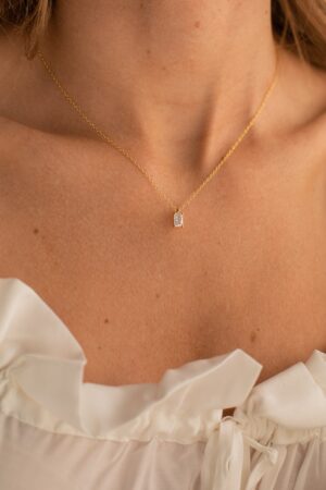 Caitlyn's Minimalist Emerald Cut Diamond Necklace A Timeless Treasure for Bridesmaids and Beyond