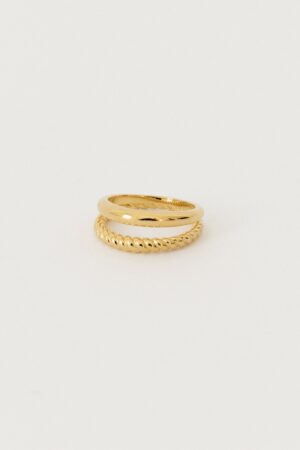 Gold Twist Ring Stackable Duo Ring by CaitlynMinimalist