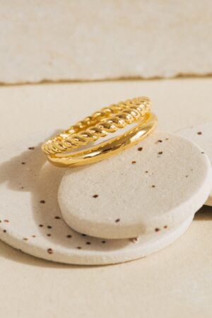 Gold Twist Ring Stackable Duo Ring by CaitlynMinimalist